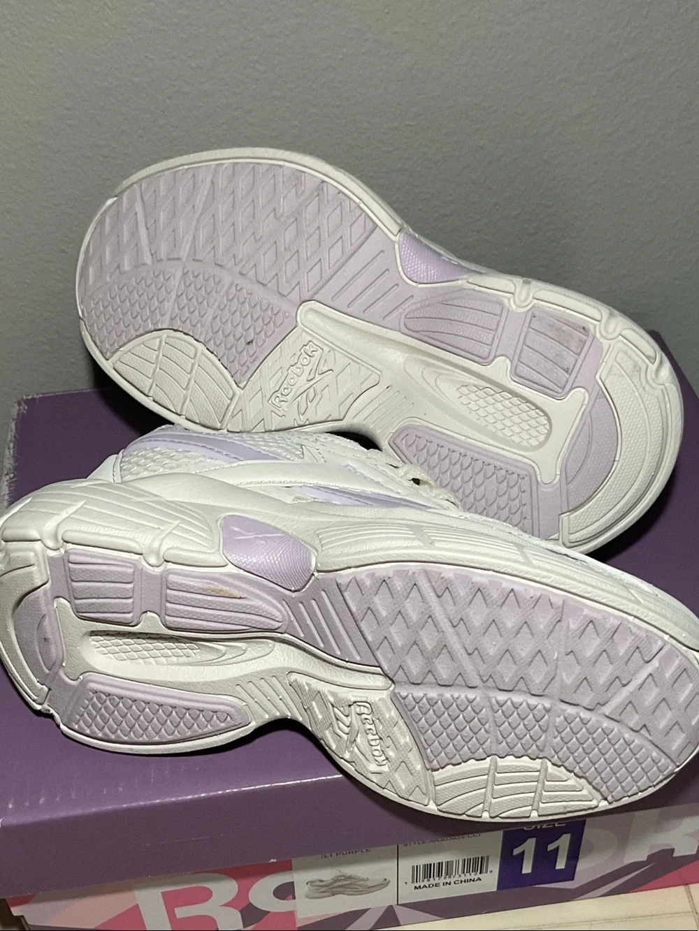 Reebok Kids White & Lilac Athletic Sneakers